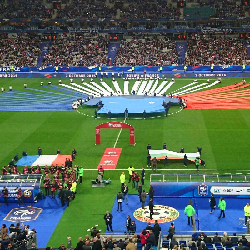 Decoración del acto inaugural del evento deportivo de fútbol de la UEFA